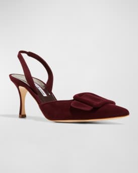 Maysli Suede Buckle Halter Pumps