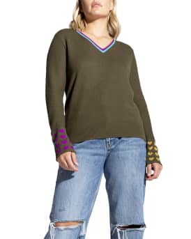Lisa Todd Plus Size V Neck Heart Intarsia Pullover Neiman Marcus
