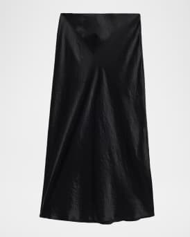 Side-Slit Satin Slip Skirt