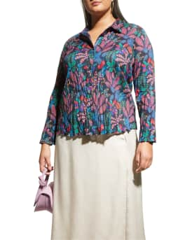 Plus Size Vibrant Garden Crinkle Shirt