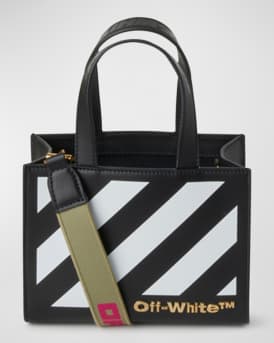 Hybrid Diagonal Stripe Leather Top-Handle Bag