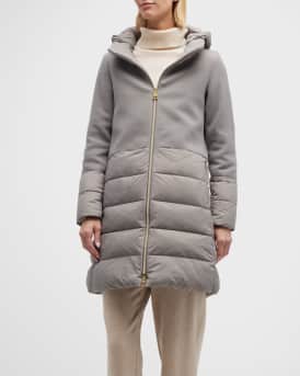 Mixed Media Long Puffer Coat