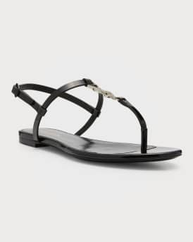 Cassandra YSL Strass Medallion Flat Sandals