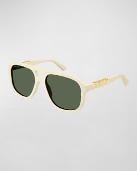 Logo Embellished Acetate Aviator Sunglasses