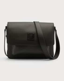 Mcm Men's Black Leather Messenger Bag