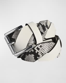 Michael Kors Woven Snake Leather Belt Neiman Marcus