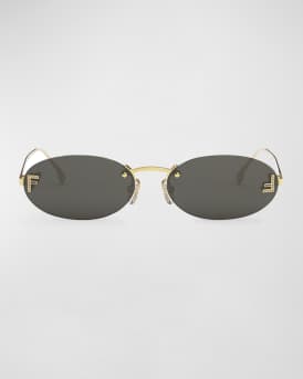 Embellished FF Oval Metal Sunglasses 