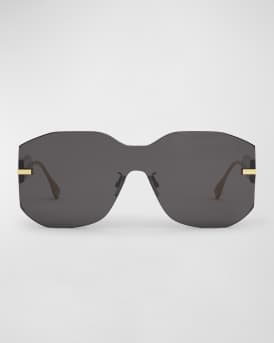 Rectangular Metal Shield Sunglasses