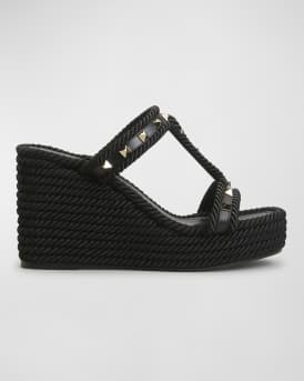 Rockstud Rope Wedge Espadrille Sandals