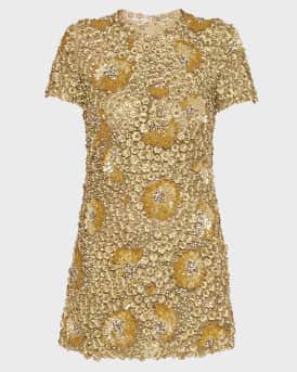 Crystal Floral Embroidered Tulle Mini Dress