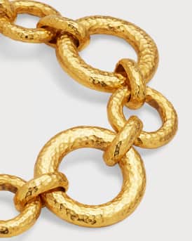 Gold Hammered Circle Chain Bracelet