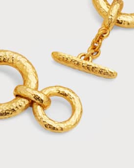 Gold Hammered Circle Chain Bracelet