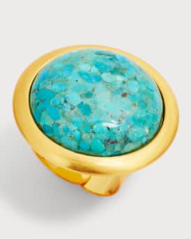 Brushed Gold Turquoise Cabochon Ring