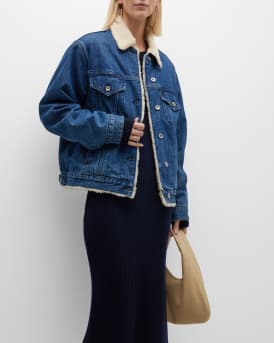 Rag Bone Oversized Denim Sherpa Jacket Neiman Marcus
