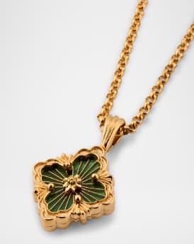 Opera Tulle 18K Yellow Gold Green Enamel Pendant, Small