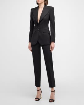 Wool Blazer Jacket w/ Button Detail