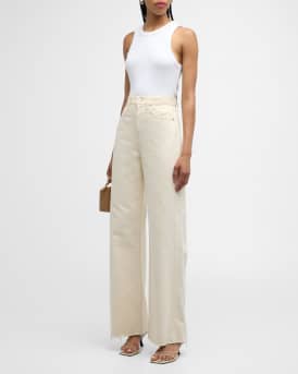 Taylor High-Rise Wide Frayed Jeans
