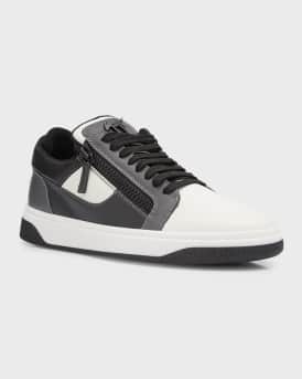Men's Leather Low-Top Zip Sneakers