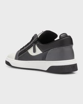 Men's Leather Low-Top Zip Sneakers