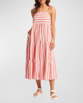 Seafolly Striped Cabana Tiered Maxi Dress | Neiman Marcus