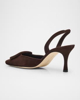 Maysli Suede Buckle Halter Pumps