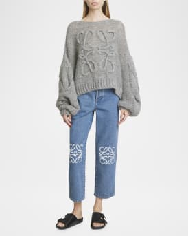 Anagram Cable-Knit Sleeve Sweater