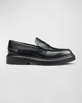 Prada spazzolato leather penny loafers clearance