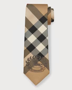 Burberry Brown Monogram Check Classic Cut Tie