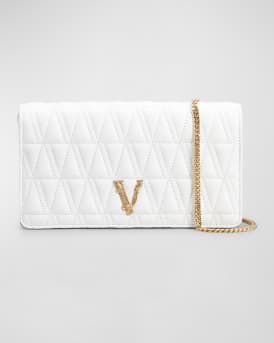 Versace Virtus Quilted Leather Wallet on Chain