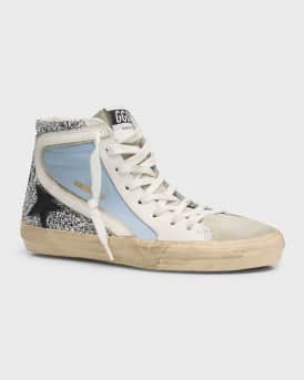 Slide Mid-Top Glitter Leather Sneakers