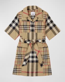 Burberry Girl s Clotilde Mixed Check Shirtdress Size 3 14 Neiman Marcus