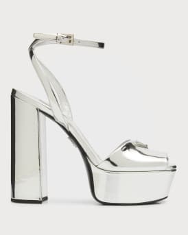 Plateau Metallic Peep-Toe Platform Pumps