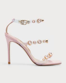 Sophia Webster Rosalind Gemstone Vinyl Stiletto Sandals Neiman