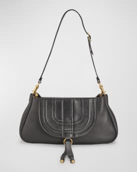 Chloe Marcie Medium Clutch Bag with Shoulder Strap in Grained Leather Neiman Marcus