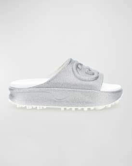 Silver gucci platform slides top