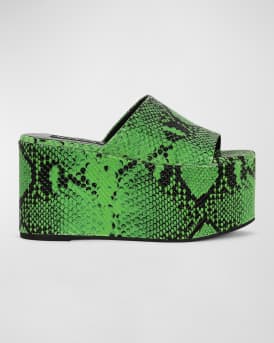 Simon Miller Blackout Snake Embossed Flatform Sandals Neiman Marcus