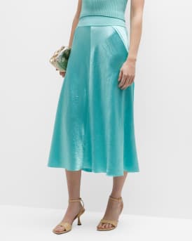 Vince raw-edge silk top midi skirt