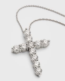 Lab Grown Diamond 18K White Gold Round Cross Pendant Necklace, 5.5tcw
