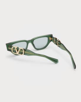 Due Acetate & Titanium Cat-Eye Sunglasses