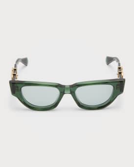 Due Acetate & Titanium Cat-Eye Sunglasses