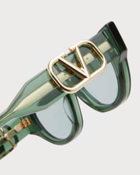 Due Acetate & Titanium Cat-Eye Sunglasses