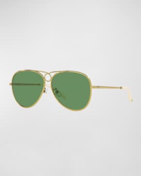 Tory Burch Loop-Bridge Pilot Sunglasses - Solid | Neiman Marcus