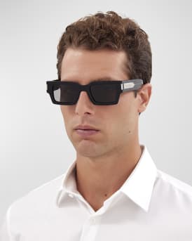 Men's Rectangle Acetate Sunglasses with Logo