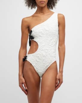 Giambattista Valli Floral Jacquard Bow-Cutout One-Shoulder One 