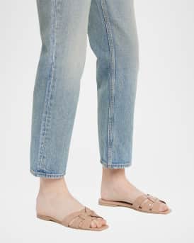 Nu Pieds Woven Patent Flat Sandals