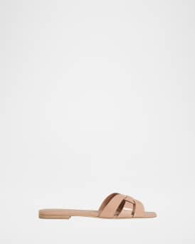 Nu Pieds Woven Patent Flat Sandals