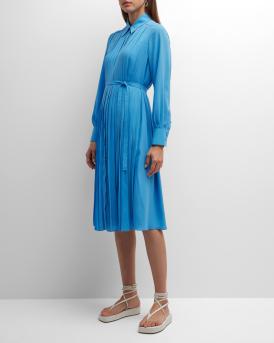 jason wu pleated shirt dress Jason Wu Pleated Long Sleeve Shirt Dress in Pink Silk Brown ref.3206186