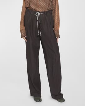 Maison Margiela Straight-Leg Drawstring Linen Pants | Neiman Marcus