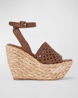 Paloma Barcelo Paige Woven Ankle Strap Platform Espadrilles Neiman Marcus