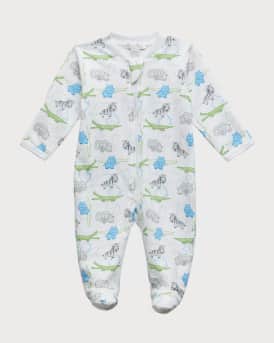 Kissy Kissy Boy s Safari Spirit Animal Print Footie Size Newborn 9M Neiman Marcus